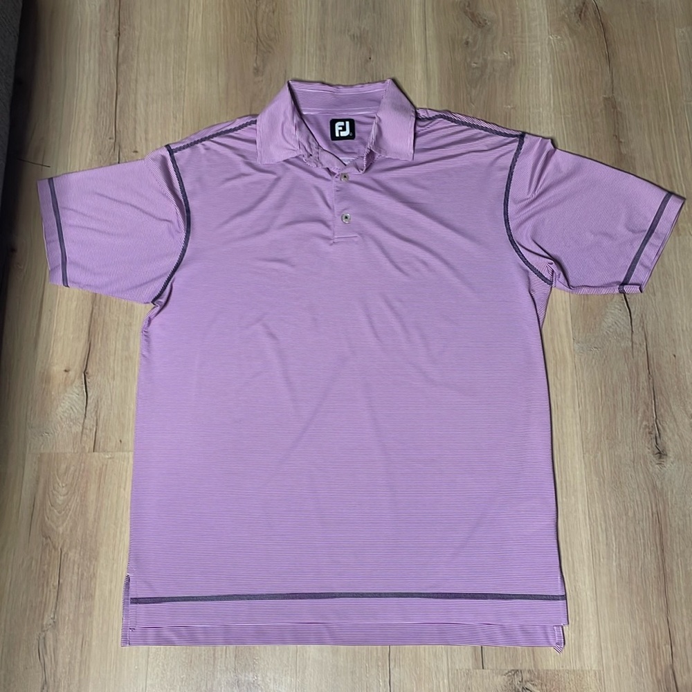 Footjoy Purple Striped Golf Polo Shirt. Size Large. Excellent used condition.
